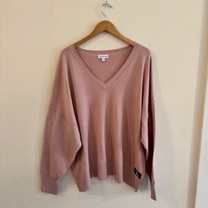 Calvin Klein Jeans Pink V-Neck Sweater Lightweight Knit